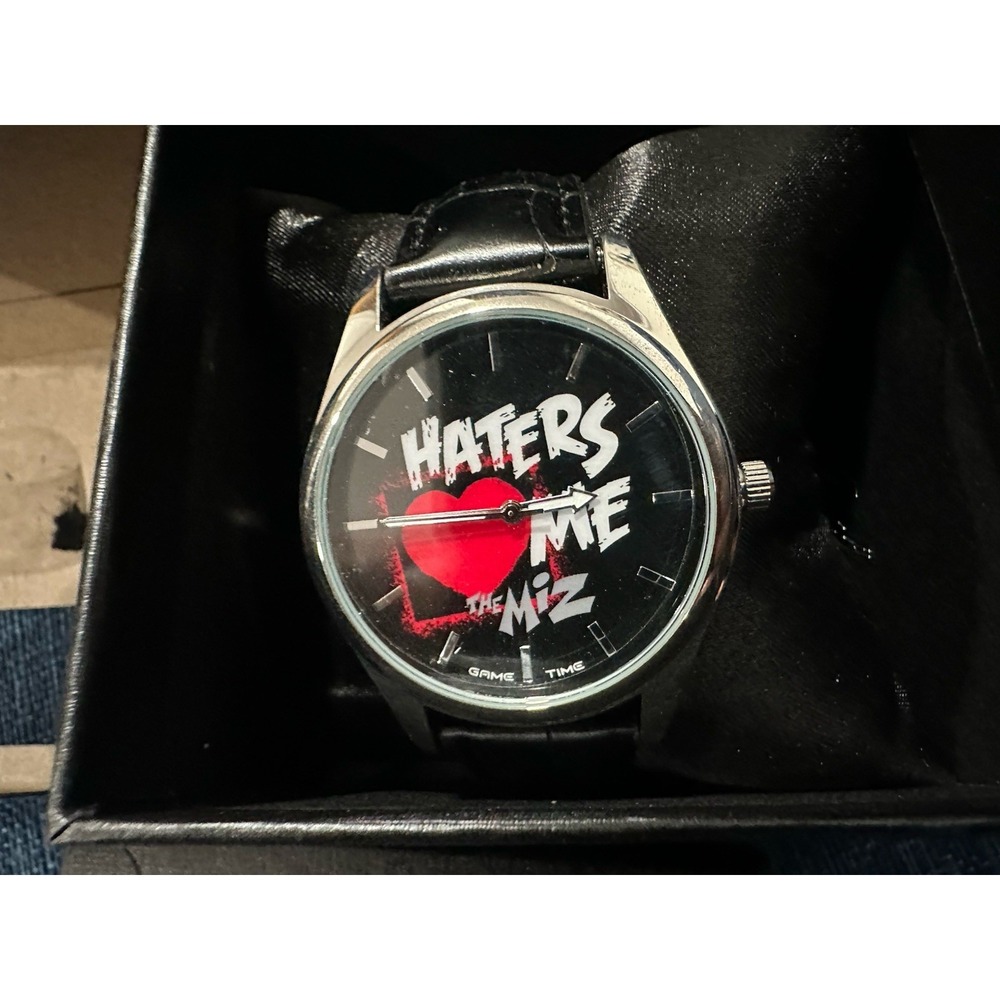 WWE The Mix Watch Men's Size Black Leather Band Game Time New